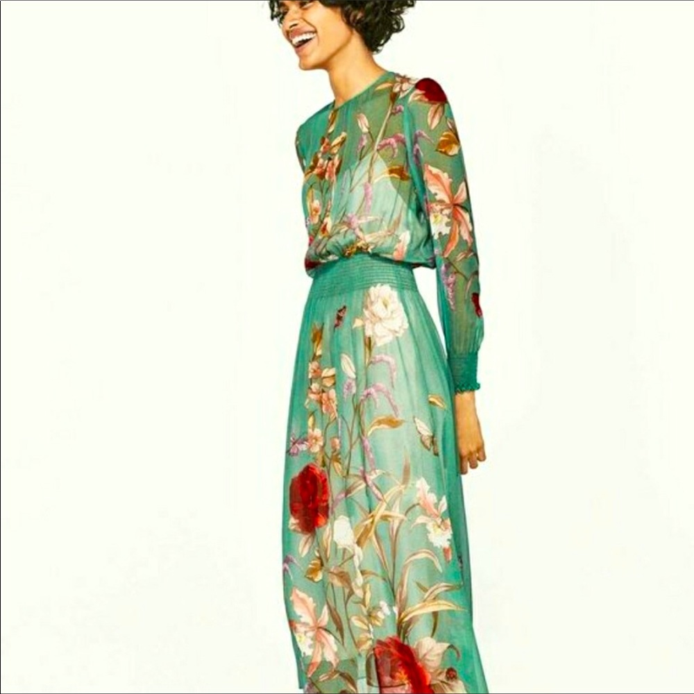 Zara midi floral print flowing dress